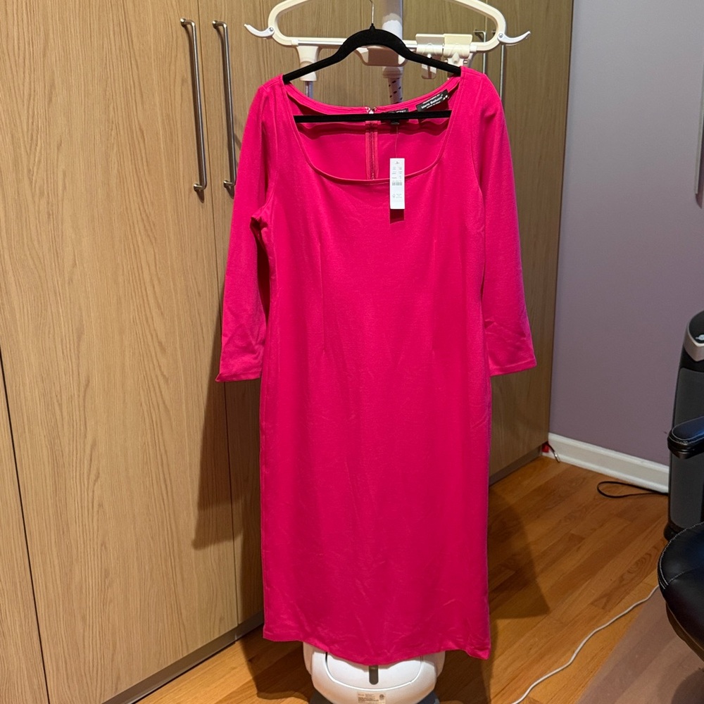 J. Crew Vibrant Pink Long Sleeve Dress